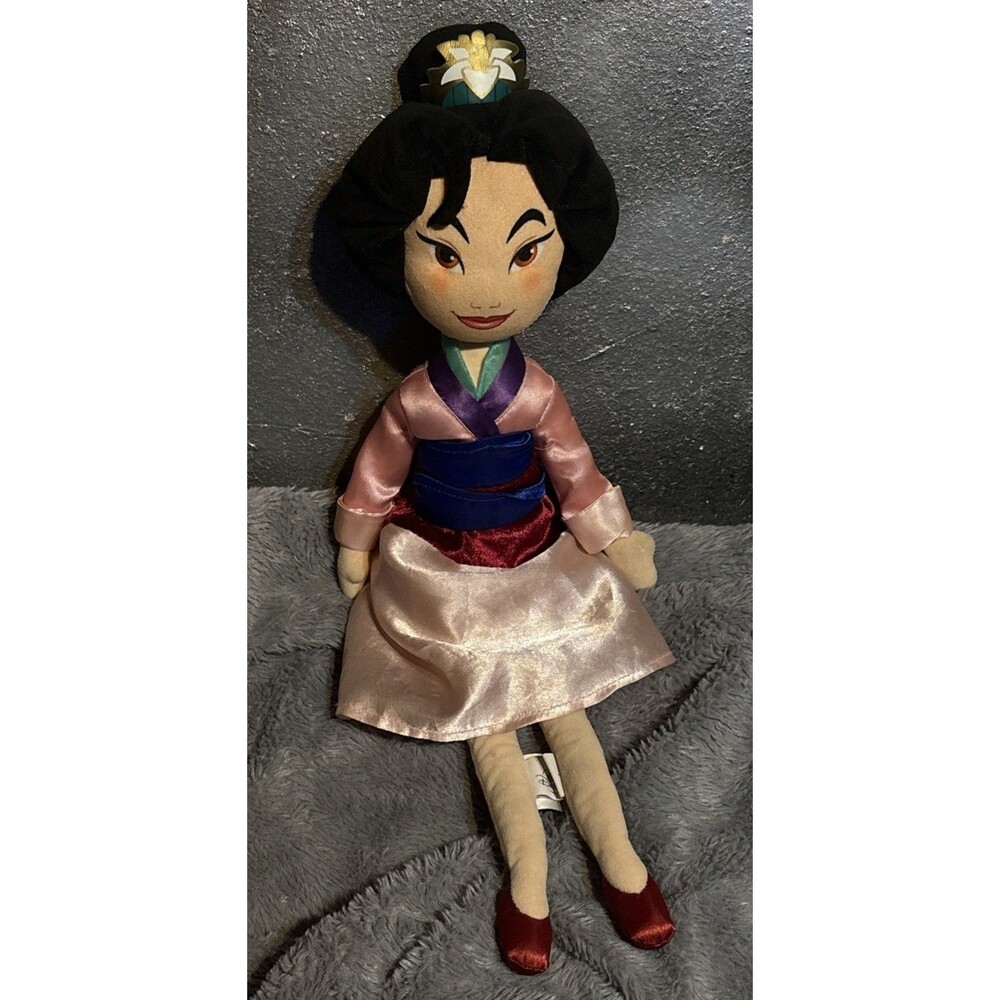 Disney Store Princess Mulan Plush Doll 20" Authentic Dress Soft Stuffed Pink